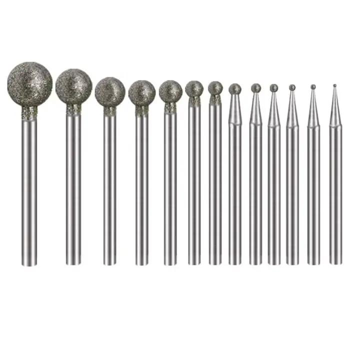 Foret de ponçage rond en diamant de 0.5 à 8mm, 5 pièces, tête de meulage de coupe, tige de 2.35mm po