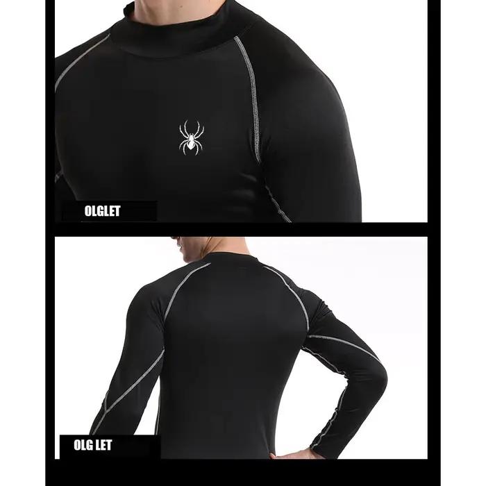 T-shirt moulant à manches longues pour hommes, maillot de corps élastique, chemises de compression s