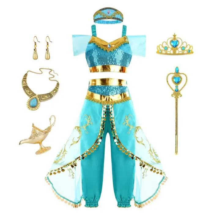 Robe de princesse de fête d'Halloween, Costume de jasmin pour enfants