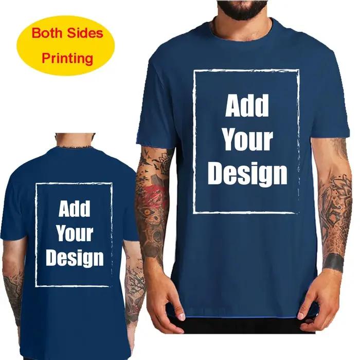 T-shirt personnalisé pour hommes, 100% coton, imprimé avant et arrière, faites votre Design, Logo, t