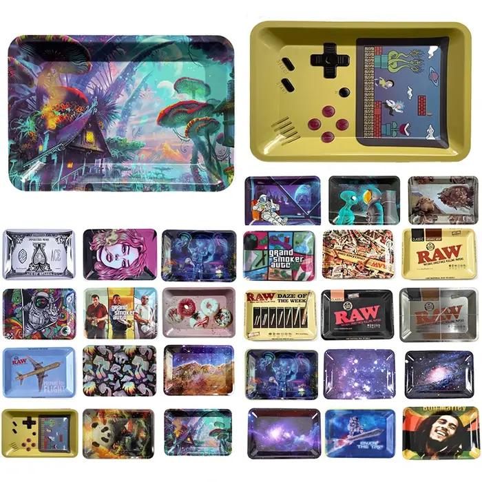 Plateau roulant en métal coloré, assiette à tabac, accessoires pour fumer des cigares, conteneur de