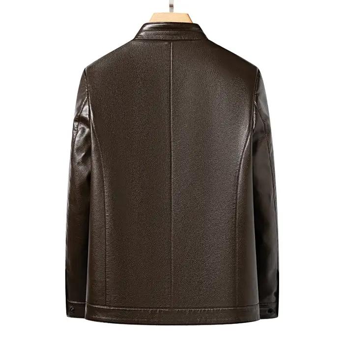 YN-2336 printemps et automne nouveaux hommes veste en cuir de mouton naturel col montant jeunesse Pr