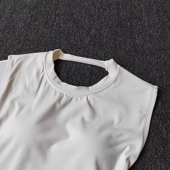 Débardeur de sport pour femme, coupe ajustée, dos ouvert, avec bonnets fixes intégrés, respirant, po