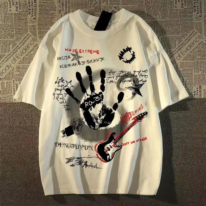 T-shirt à manches courtes et col rond pour hommes/femmes, Vintage américain, coréen Inst, nouveau ha