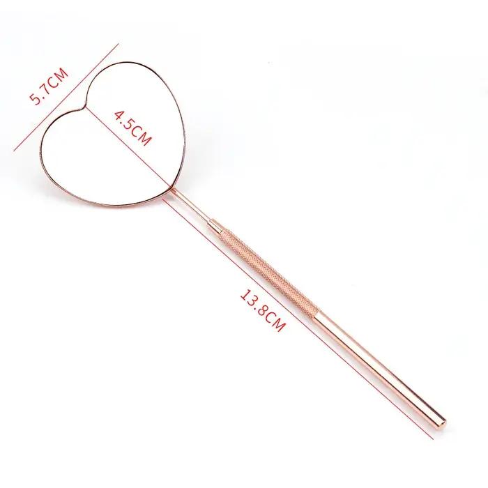 Miroir de contrôle d'extensions de cils en forme de cœur, miroir multifonction en acier inoxydable,