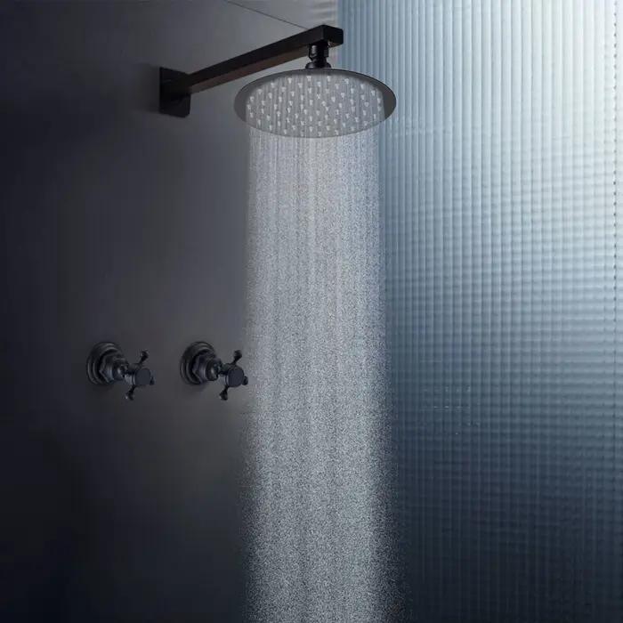 HOShower-Pommeau de douche à effet pluie noir avec assujetde centre commercial