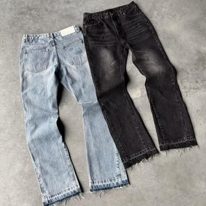 Y2K Vintage Slim Fit jean à la mode lavé hommes femmes Harajuku Hip Hop jambe droite pantalon gothiq