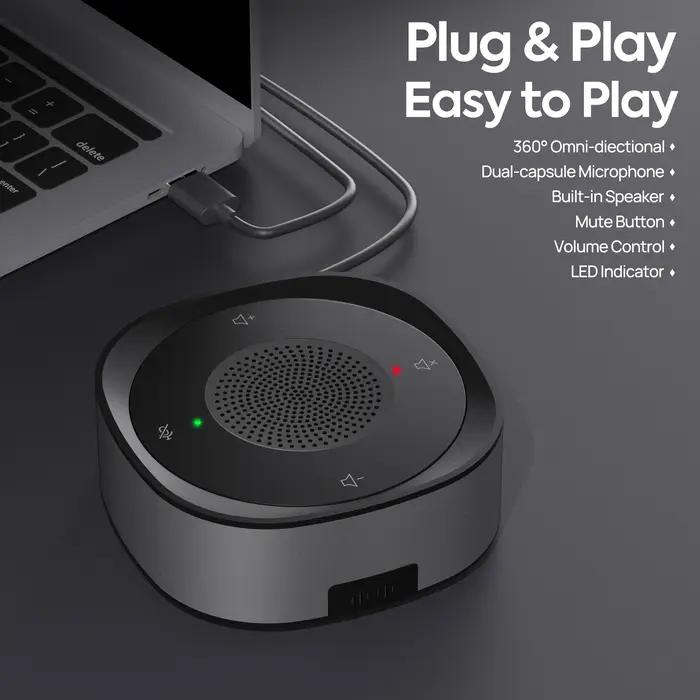 Haut-parleur de conférence USB, Microphone filaire, touche tactile, Omni, micro directionnel, PnP, p