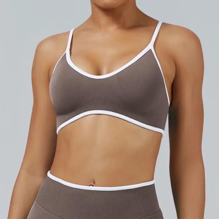Soutien-gorge de sport haute résistance, haut de yoga sans couture, vêtements de sport pour femmes,