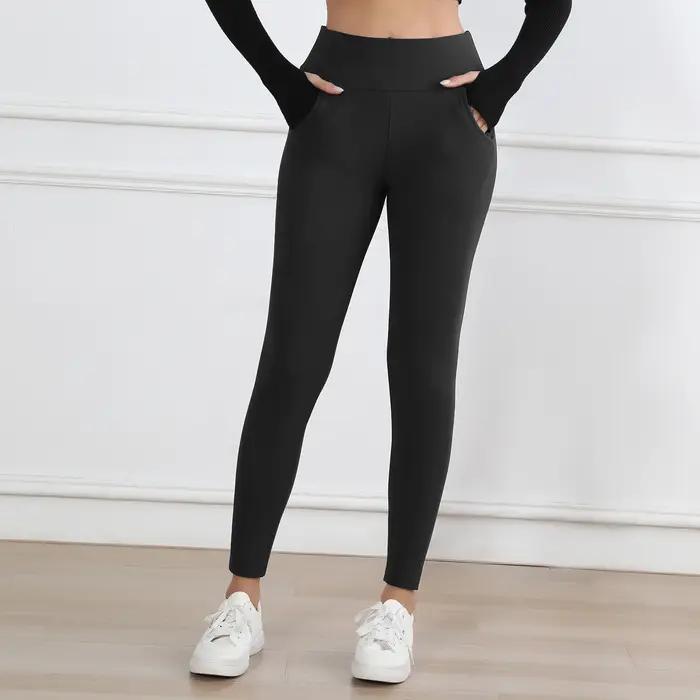 Leggings en polaire pour femmes, pantalons évasés épais, collants thermiques taille haute, contrôle