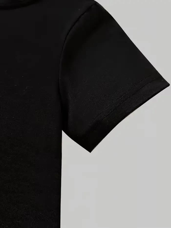 Tenue noire et violette tendance pour filles de 4 à 12 ans : T-shirt à manches courtes et pantalon é