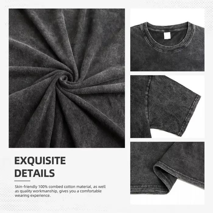 T-shirt unisexe oversize en coton, style streetwear, imprimé manga invincible américain, effet délav