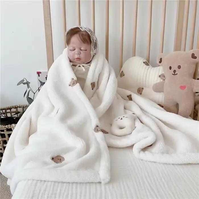 Couverture polaire pour bébé, couverture d'emmaillotage pour nouveau-né, automne et hiver, douce et