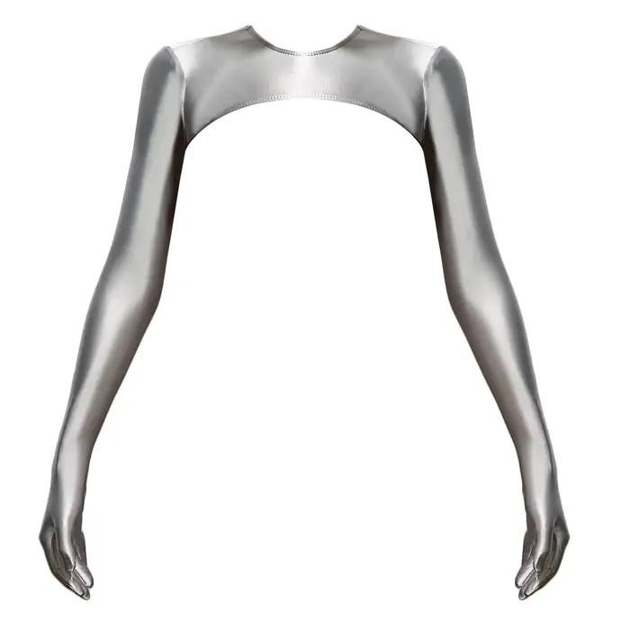 Gants ajustés en satin brillant XClocKNYoung, à manches longues, pour le yoga, les loisirs, la plage