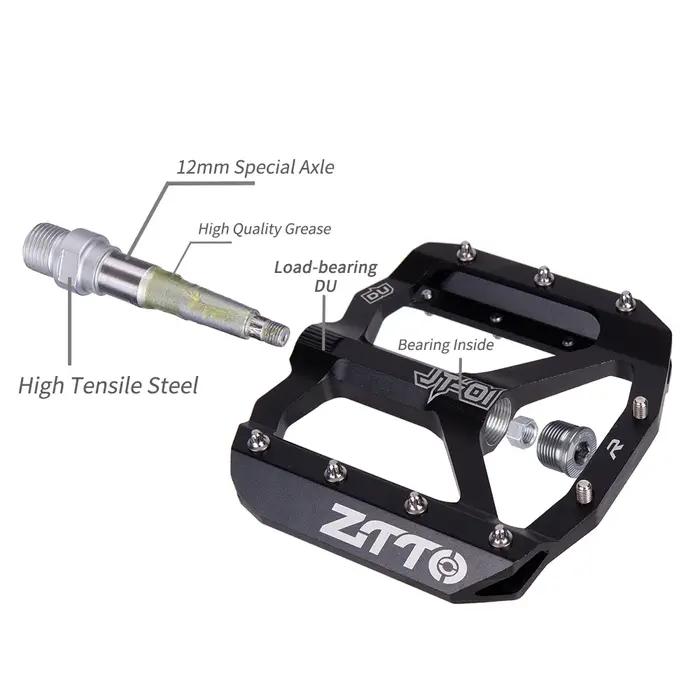 ZTTO vtt roulement en alliage d'aluminium pédale plate vélo bonne poignée léger 9/16 pédales grand p
