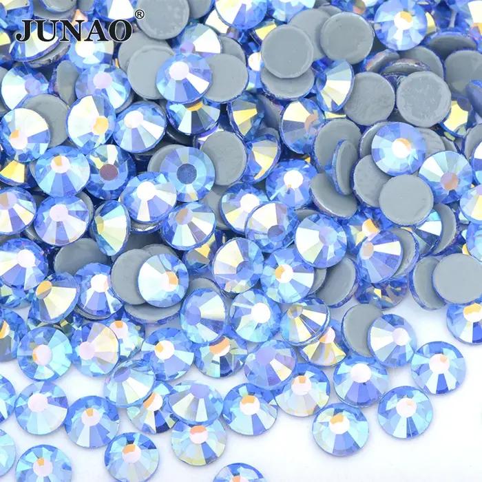 JUNAO Lot de strass thermocollants en verre SS6 SS8 SS10 SS16 SS20 SS30, strass transparents pour vê