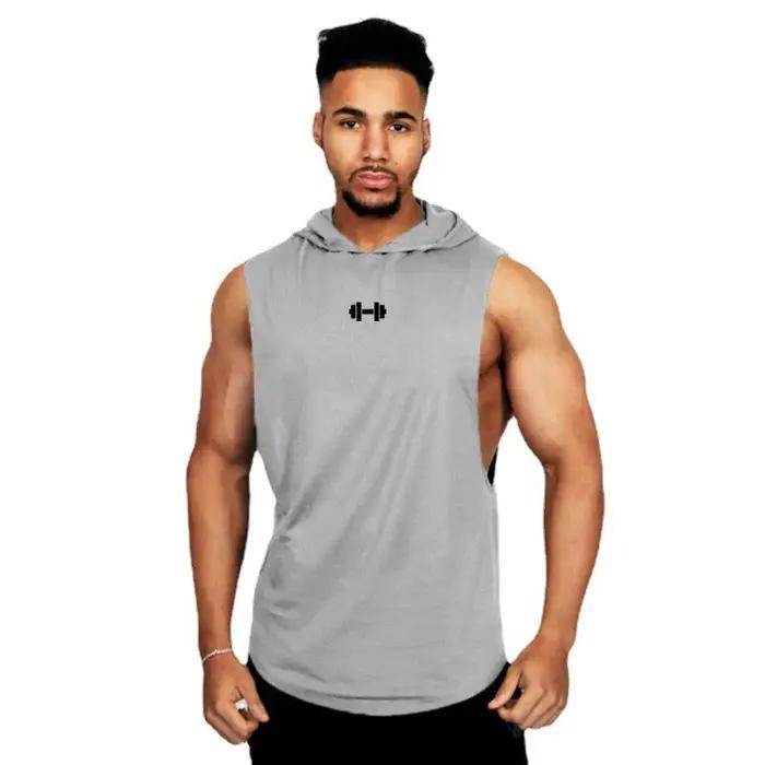 T-shirts d'été amples sans manches à capuche en coton respirant pour hommes, Singlets de Sport, déba