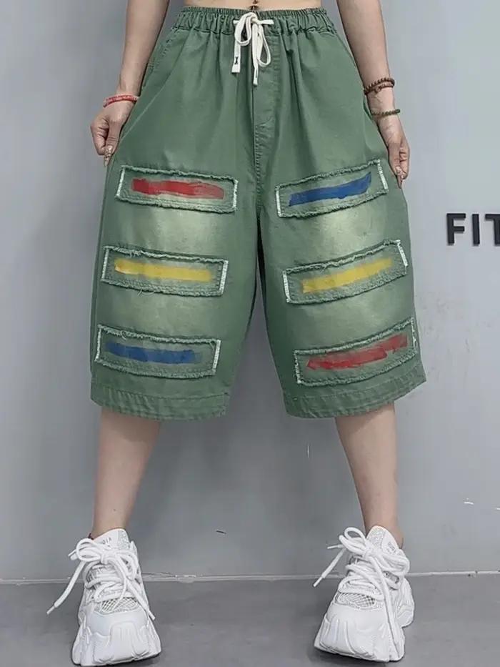 AmaxluluE été mode blanc Denim Shorts femmes ample Vintage jean dames décontracté Patchwork Pantalon