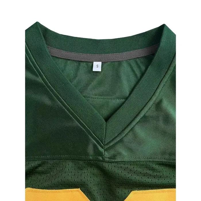 Vert pour hommes # 92 Maillot de rugby américain orné d'or/jaune – Chemise de sport ample et respira