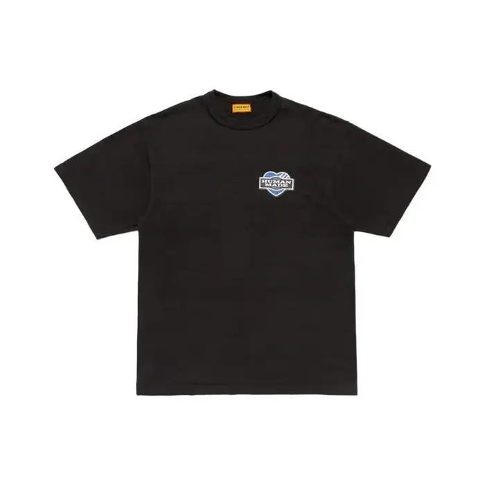T-shirt à manches courtes à double col imprimé canard sur la poitrine HUMAN MADE FW25 pour hommes et