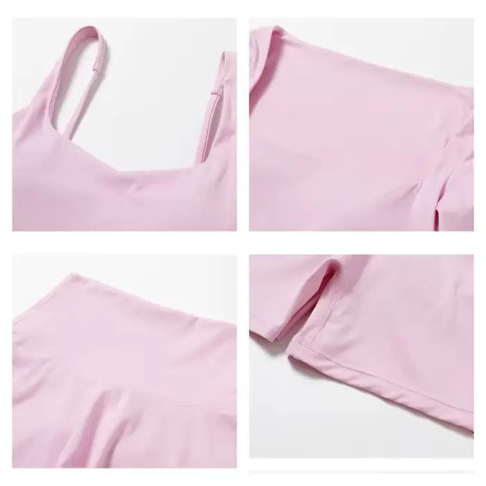 Ensemble de sport Hearuisavy 2 pièces pour femme : haut court et legging de course à séchage rapide