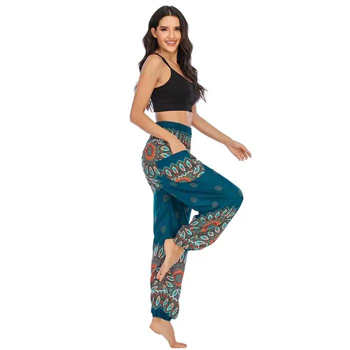 Pantalons De Yoga femmes Hippie Harem imprimé Leggings Boho taille haute Pantalone De Mujer Cintura