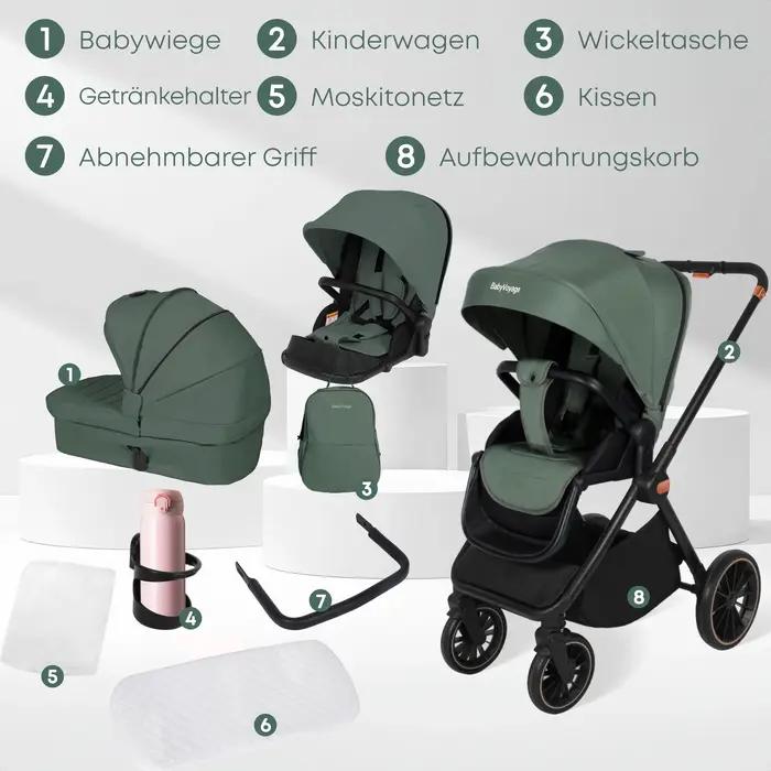 Poussette multifonctionnelle légère 2-en-1 de haute qualité, chariot bidirectionnel, cadre en alumin