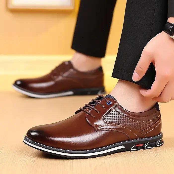 Chaussures à bande élastique en cuir pour hommes, souples et plates, baskets décontractées, style moderne et élégance pour hommes d'affaires et loisirs
