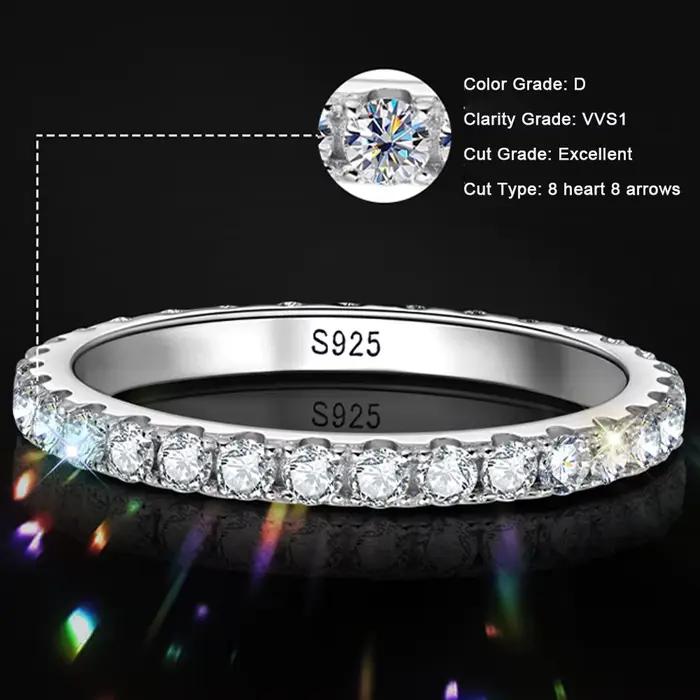 KNOBSPIN-Bague Moissanite en Argent Sterling 925 et Or Blanc Massif 18k, Alliance d'Éternité, Fiança