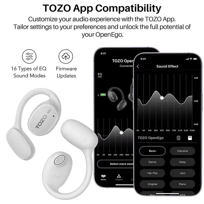 TOZO OpenEgo True Wireless Open Ear casque Bluetooth double micro clair appel écouteurs avec crochet