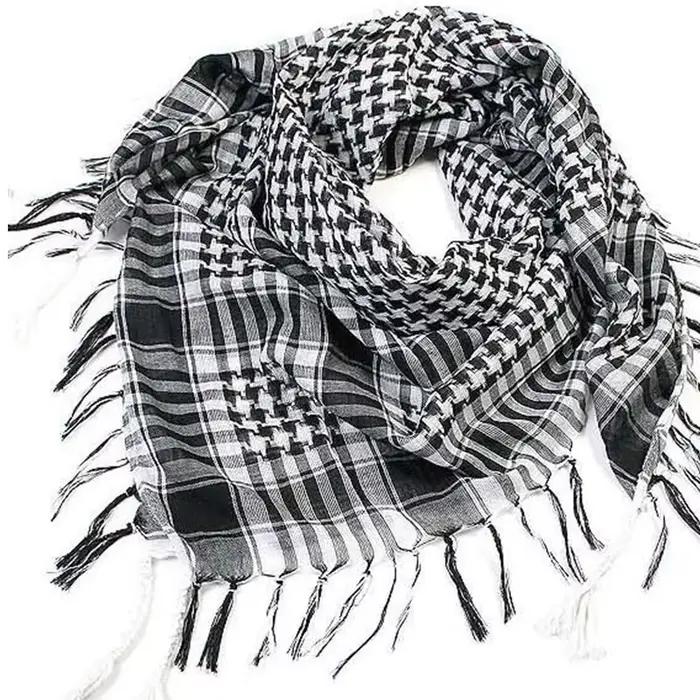 Été femmes tactique arabe écharpe hommes mode léger Hijab écharpe printemps armée Plaid foulard gard