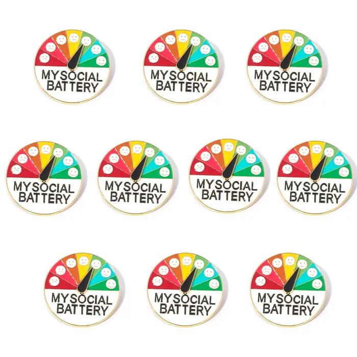 10 pièces mes broches de batterie sociale pour femmes hommes broche d'expression de Conversion d'hum