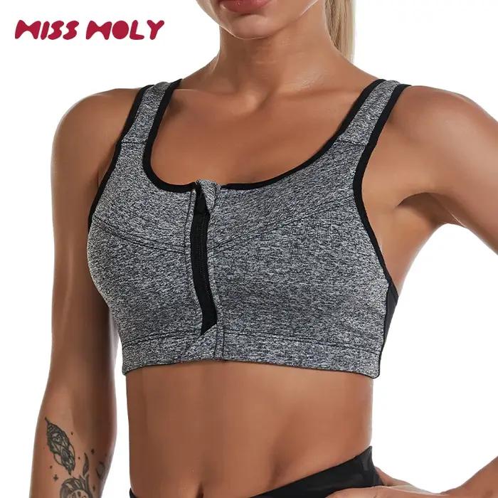 Soutien-gorge sport grande taille femme - Brassière fitness 3XL à 5XL fermeture avant pour yoga gym