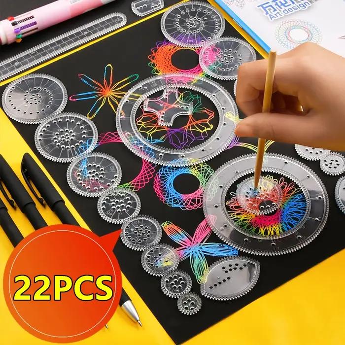 Règle de spirographe pour dessin, peinture à gratter, jouets, engrenages imbriqués, roues, peinture,