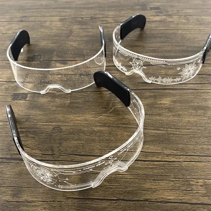 Lunettes de fête Shoous LED en acrylique, lunettes lumineuses, visière lumineuse au néon, lunettes d