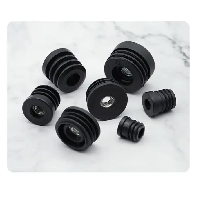 Embouts d'obturation carrés ou ronds noirs, Tube en plastique 15 16 19 20 25 30 32 38 50mm, Inserts