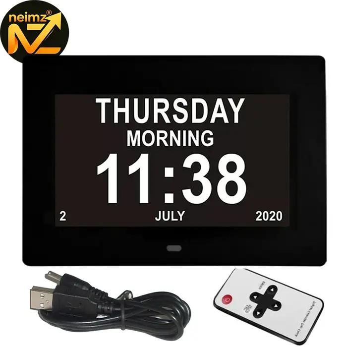Horloge de calendrier LED avec 12 groupes d'horloges d'alarme réglables. Idéal pour les personnes âg