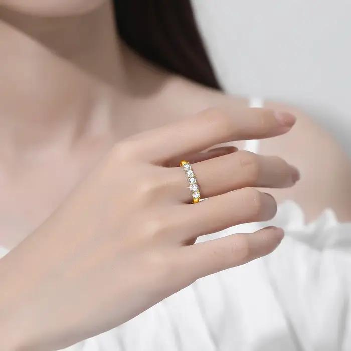 Bague Moissanite en or massif 18K pour femmes, 5 pierres AU 750, bijoux de luxe avec timbre, cadeau