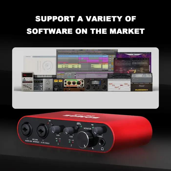Interface audio BOMGE BMG-22S Carte son professionnelle 32 bits/192 kHz et amplificateur double cana
