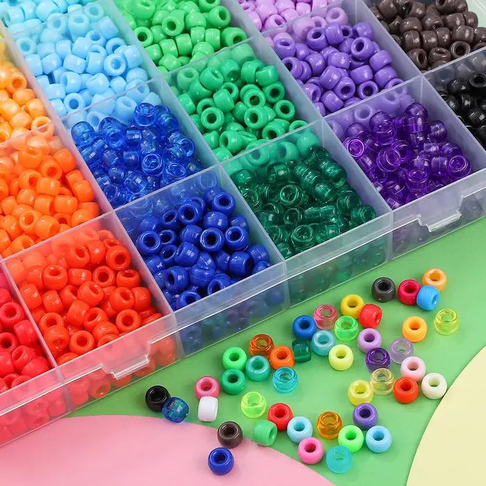 Kit d'artisanat de perles multicolores, perles de poney en plastique pour bijoux exécutifs, bracelet
