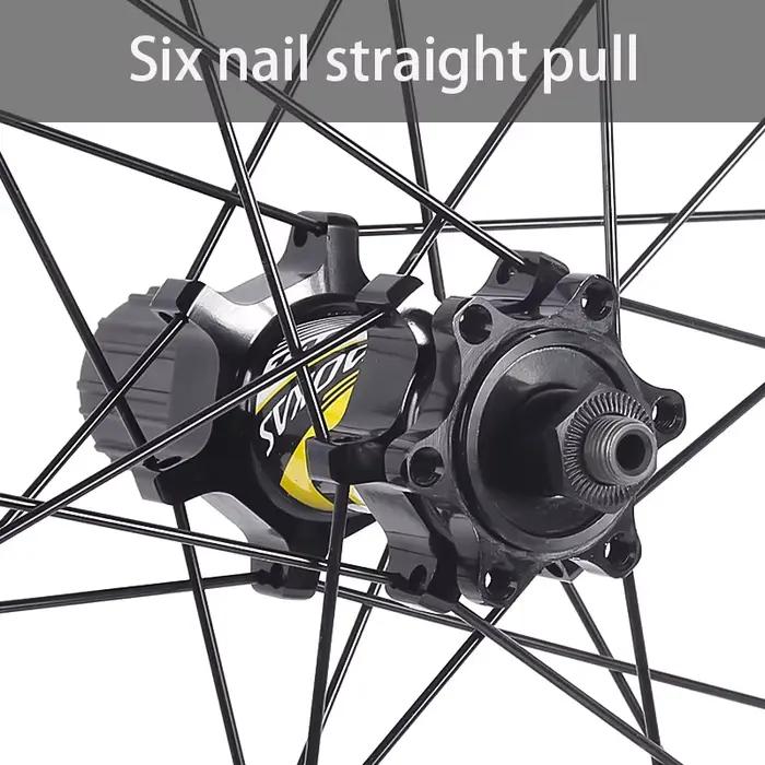 Roue de vélo de montagne 26 27,5 29 pouces alliage d'aluminium six goujons tirage droit deux roulements 8 11 vitesses pour randonnées et courses en forêtUsageId:2