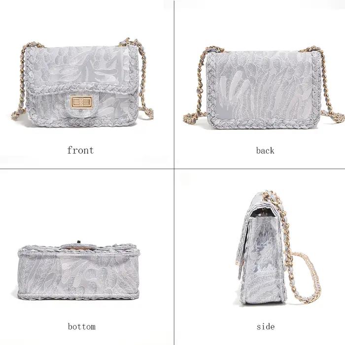 FOXER Sac bandoulière de luxe avec broderie florale pour femme – Sac à bandoulière élégant avec chaî