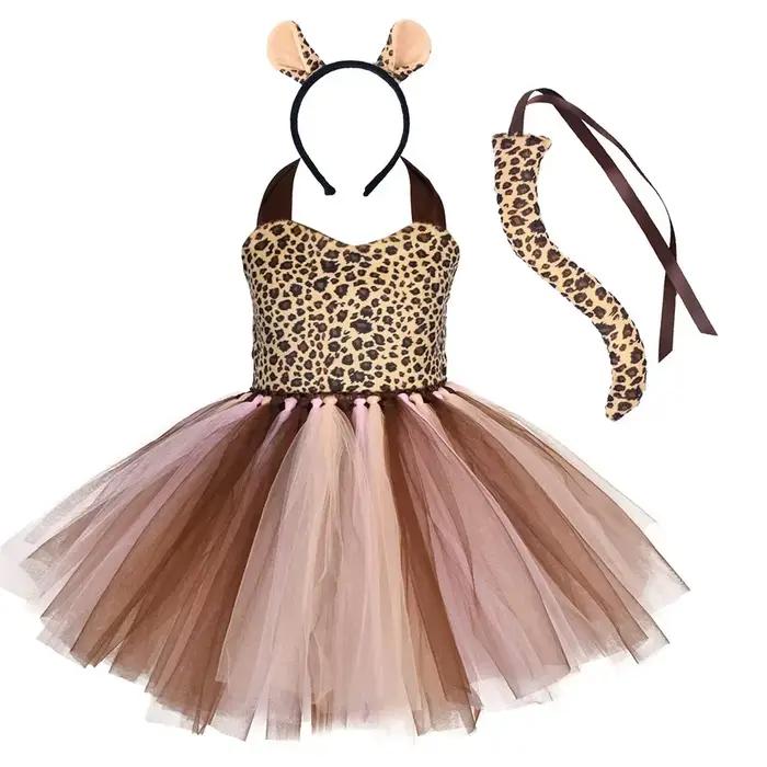Costume de Cosplay d'Animaux d'Halloween pour Enfants, Thème de la Forêt, Vaches, Tigre, Girafe, Léo