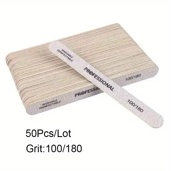 10/25/50 pièces lime à ongles 100/180/240 bloc tampon de ponçage en bois pédicure manucure UV Gel ve