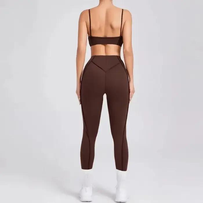 Yoga sport Fitness ensembles taille haute hanche-levage pantalon dos ouvert soutien-gorge costume dé