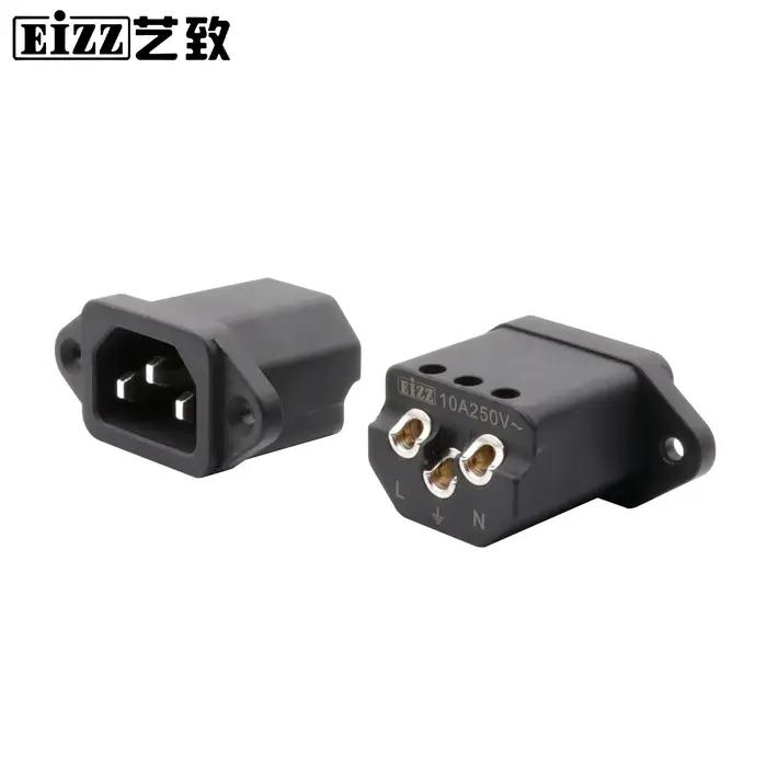 EIZZ-Prise de Courant Mâle Premium IEC 320 AC, 1 Pièce, Entrée Secteur, Delisulator en Cuivre Tellur