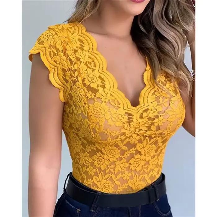 Femmes été Sexy dentelle Crochet Cardigan décontracté couleur unie hauts femme tendance dentelle évi