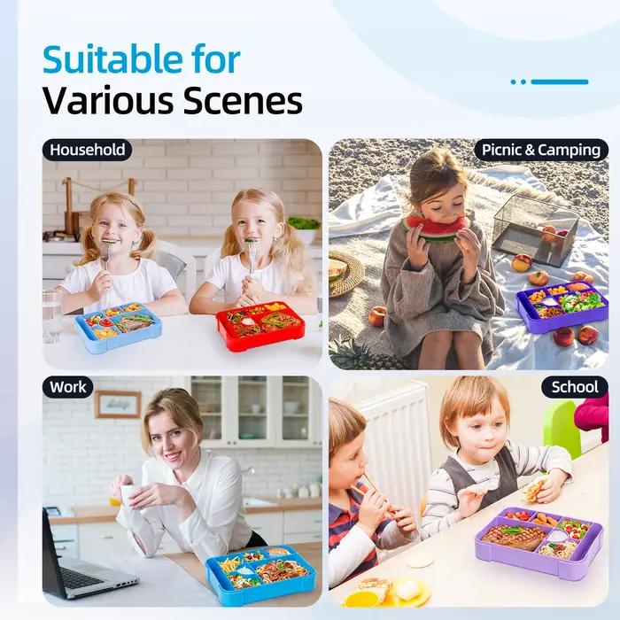 Boîte à déjeuner pour enfants, motif Adorable, four à micro-ondes divisé Portable, boîte à Bento, ré