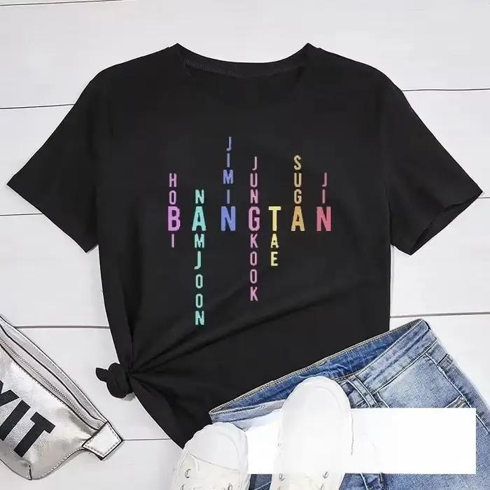 Nueva camiseta con imprimé de letras para mujer camiseta informal de moda versión coreana para mujer