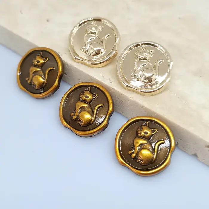 17.5/25MM mignon Vintage chat conception boutons en métal de vêtements en gros décor de mode bouton